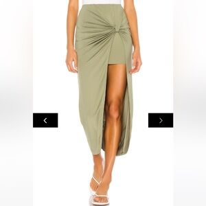 Superdown Marie Midi Skirt in Olive XS